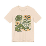 Cat with Plants Tee, Unisex Graphic Shirt, Pawsome Travel Shirt, Pet Lover Gift, Outdoor Adventure Apparel