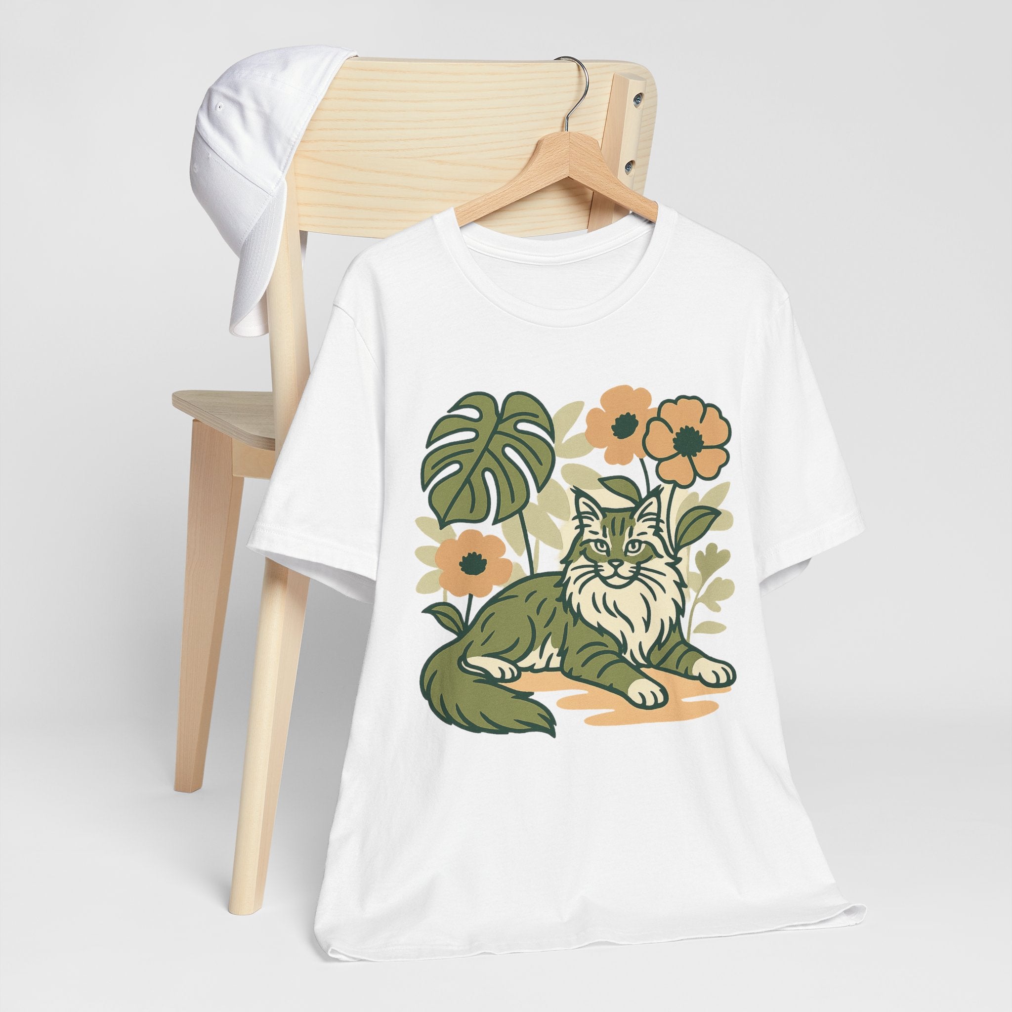 Cat with Plants Tee, Unisex Graphic Shirt, Pawsome Travel Shirt, Pet Lover Gift, Outdoor Adventure Apparel