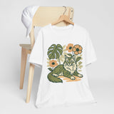 Cat with Plants Tee, Unisex Graphic Shirt, Pawsome Travel Shirt, Pet Lover Gift, Outdoor Adventure Apparel