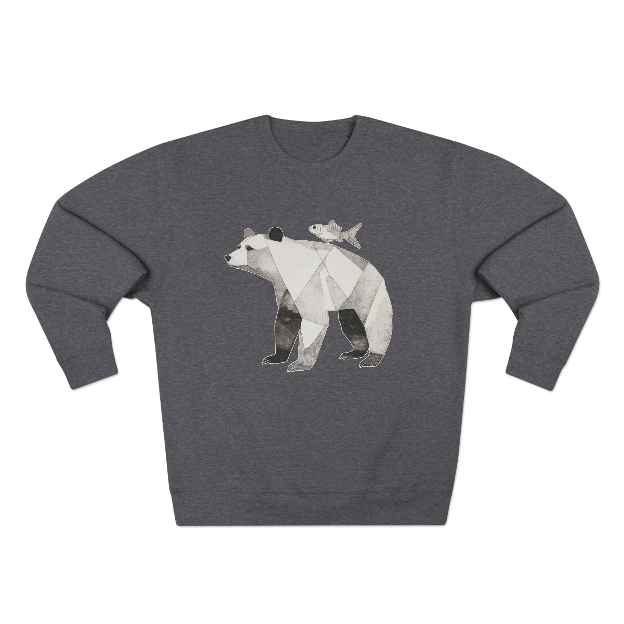 Geometric Bear Crewneck Sweatshirt, Cozy Sweatshirt, Nature Lover Gift, Animal Sweatshirt, Casual Wear, Unisex Fashion