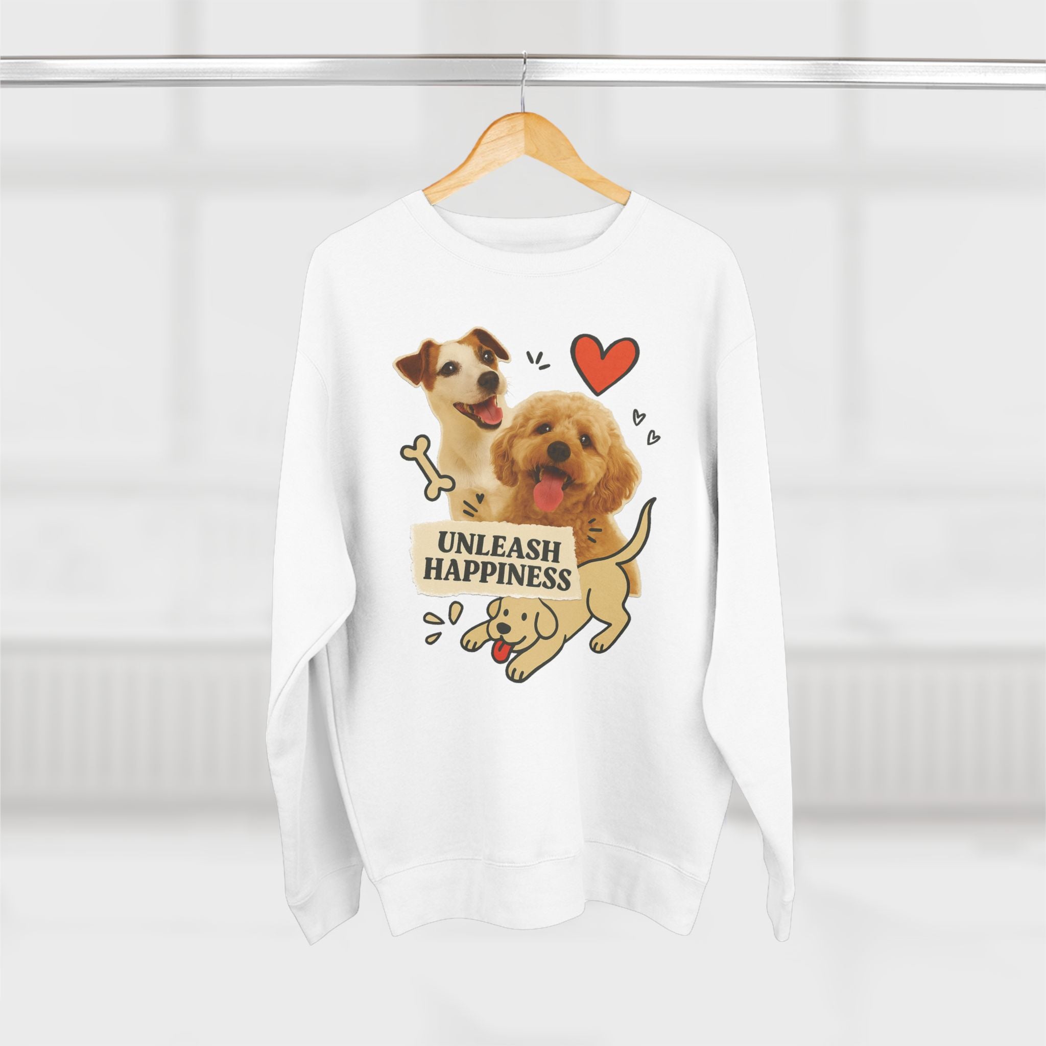 Unleash Happiness Dog Sweatshirt, Funny Pet Lover Gift, Cute Unisex Crewneck, Animal Lover Apparel, Cozy Gift for Dog Owners