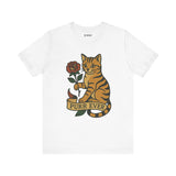 Purr Ever Cat Tee, Cozy Cat Lover Shirt, Gift for Pet Owners, Cute Animal Top, Cat with Flowers
