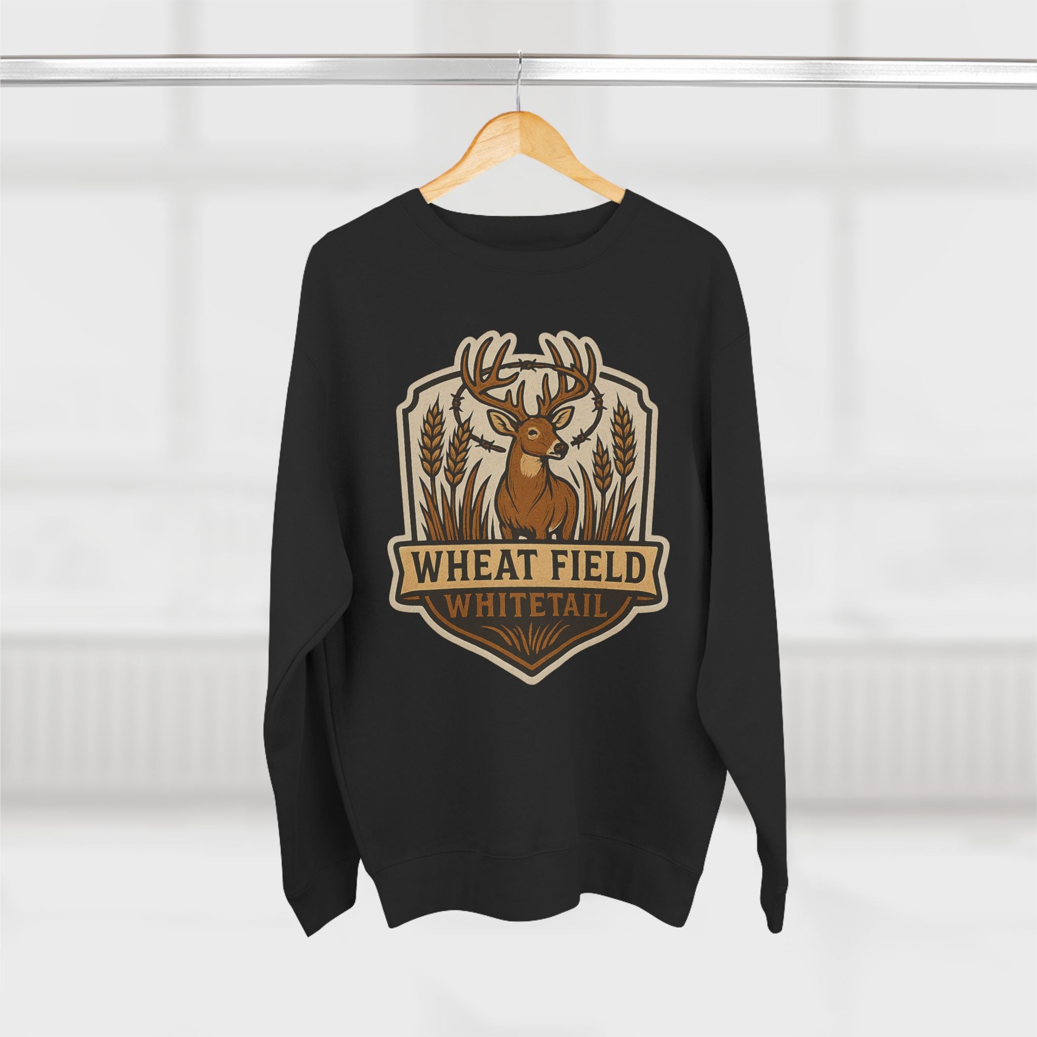 Wheat Field Whitetail Deer Sweatshirt - Unisex Cozy  Crewneck, Fall Fashion, Nature Lover Apparel, Casual Style