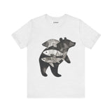 Bear & Fish – Nature T-Shirt, Artisan Wildlife Graphic Tee, Bear Graphic T-Shirt, Wildlife Lover Shirt