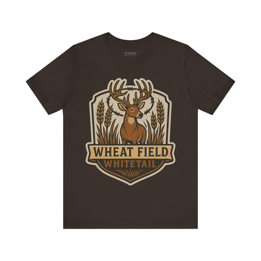 Wheat Field Whitetail Deer Unisex Tee – Vintage Graphic Deer T-Shirt for Outdoorsy Souls, Perfect Gift for Adventurers, Casual Wear, or Travel