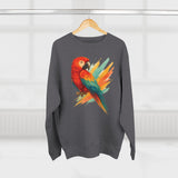 Colorful Parrot Unisex Crewneck Sweatshirt with Back Print, Gift for Bird Lovers, Cute Casual Wear, Artsy Vibe, Ideal for Cozy Days, Birthday Gift