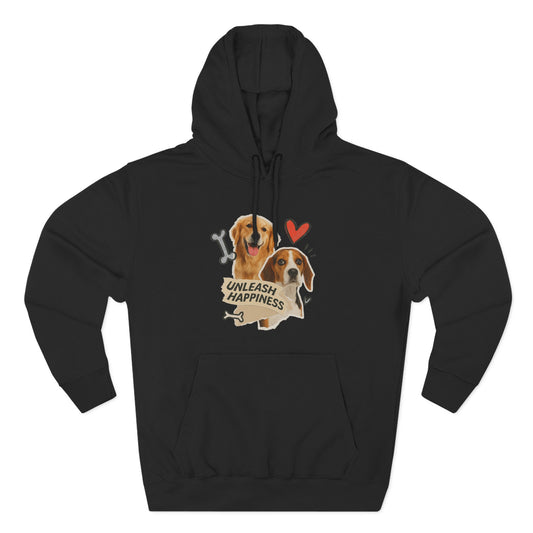 Dog Lover's Fleece Hoodie - Unleash Happiness, Pet Parent Gift, Cozy Dog Sweatshirt, Animal Lover Wardrobe, Comfortable Hooded Sweatshirt