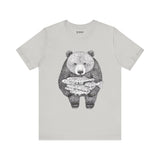 Bear with Fish Catch – Hand-Drawn Wildlife T-Shirt, Rustic Nature Graphic Tee, Artisan Wildlife Graphic Tee