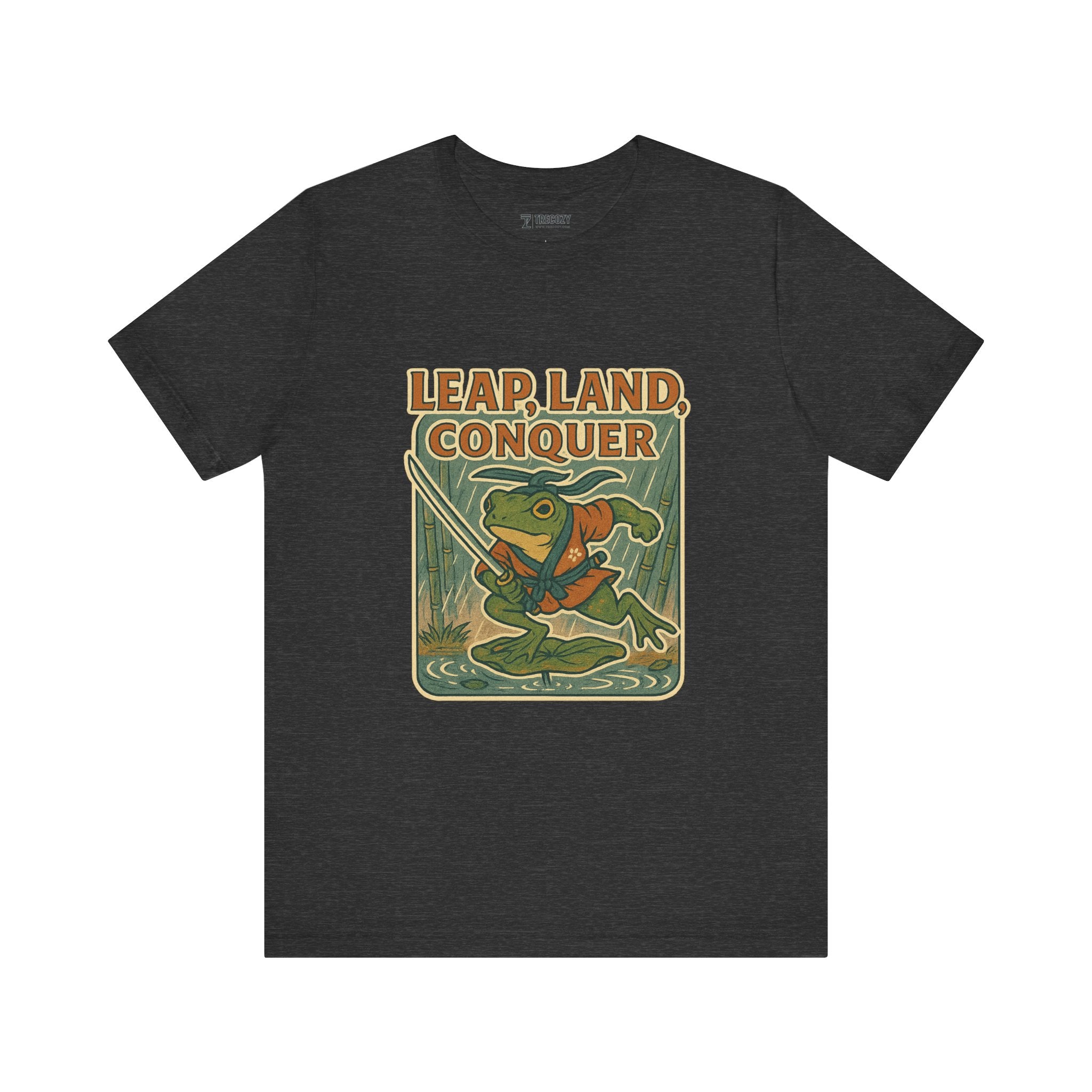 Leap, Land, Conquer – Japanese Ukiyo-e Warrior Frog T-Shirt, Funny Graphic Art Tee