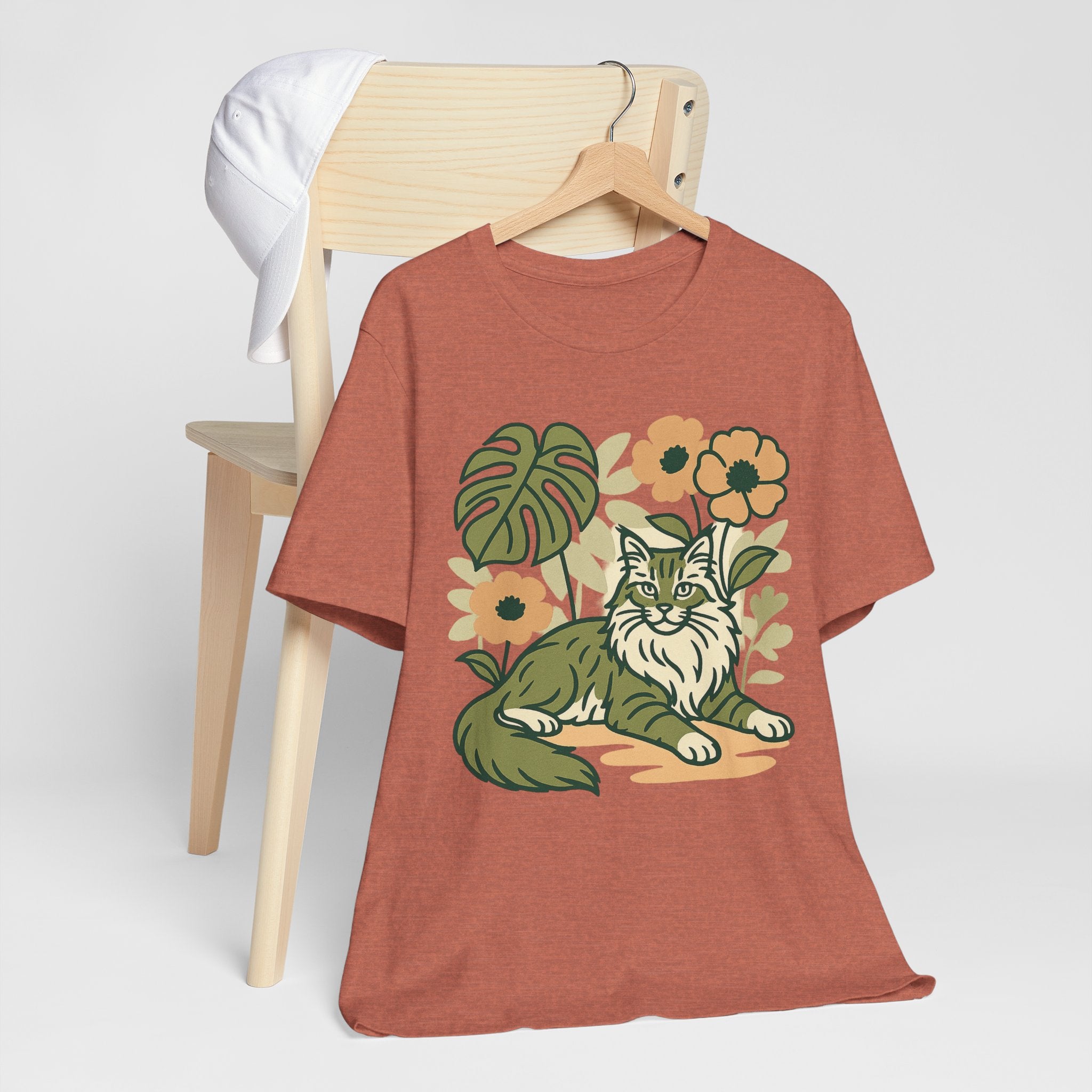 Cat with Plants Tee, Unisex Graphic Shirt, Pawsome Travel Shirt, Pet Lover Gift, Outdoor Adventure Apparel