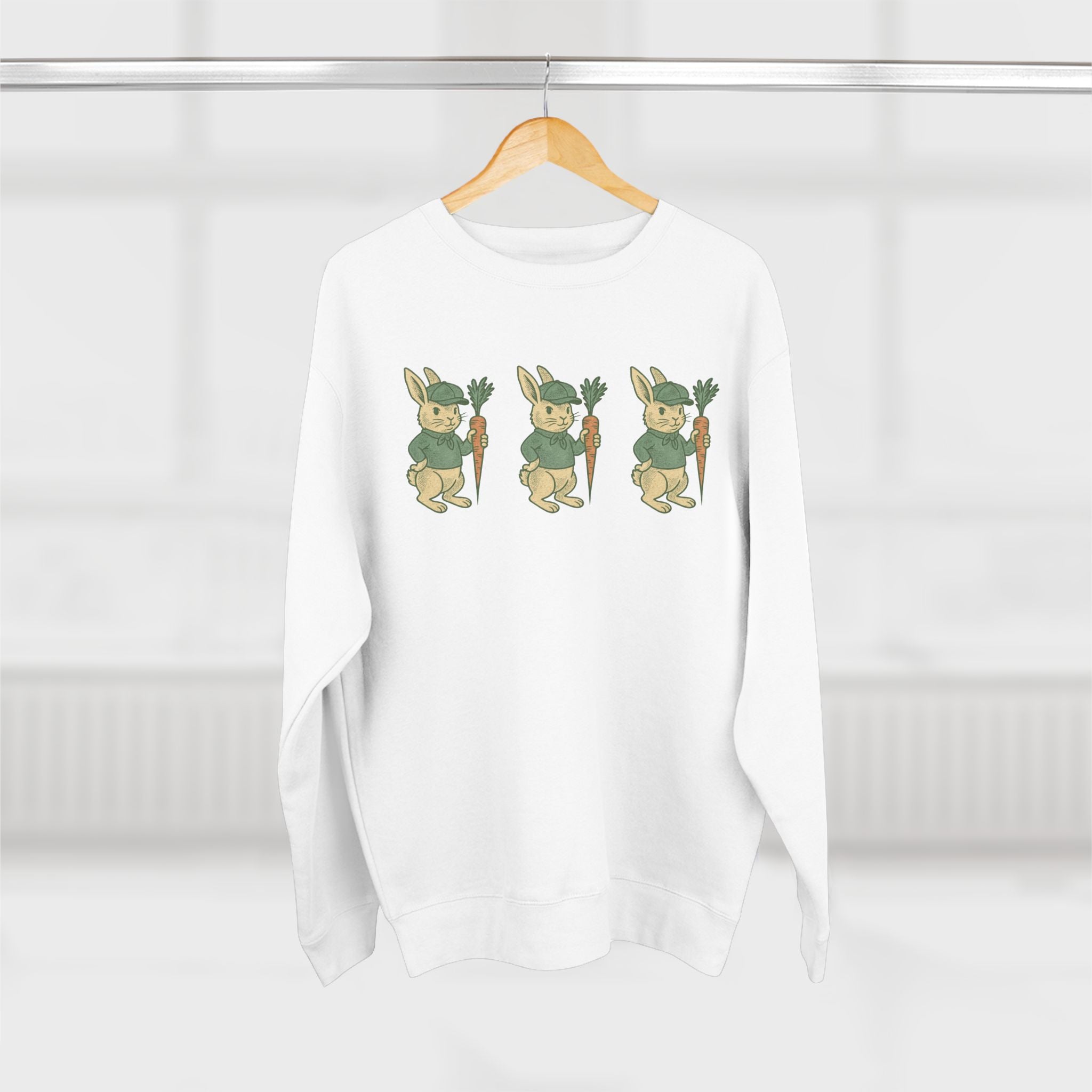 Playful Rabbit Sweatshirt - Cute Unisex Crewneck, Spring Apparel, Easter Gift, Cozy Wear, Animal Lover's Fashion