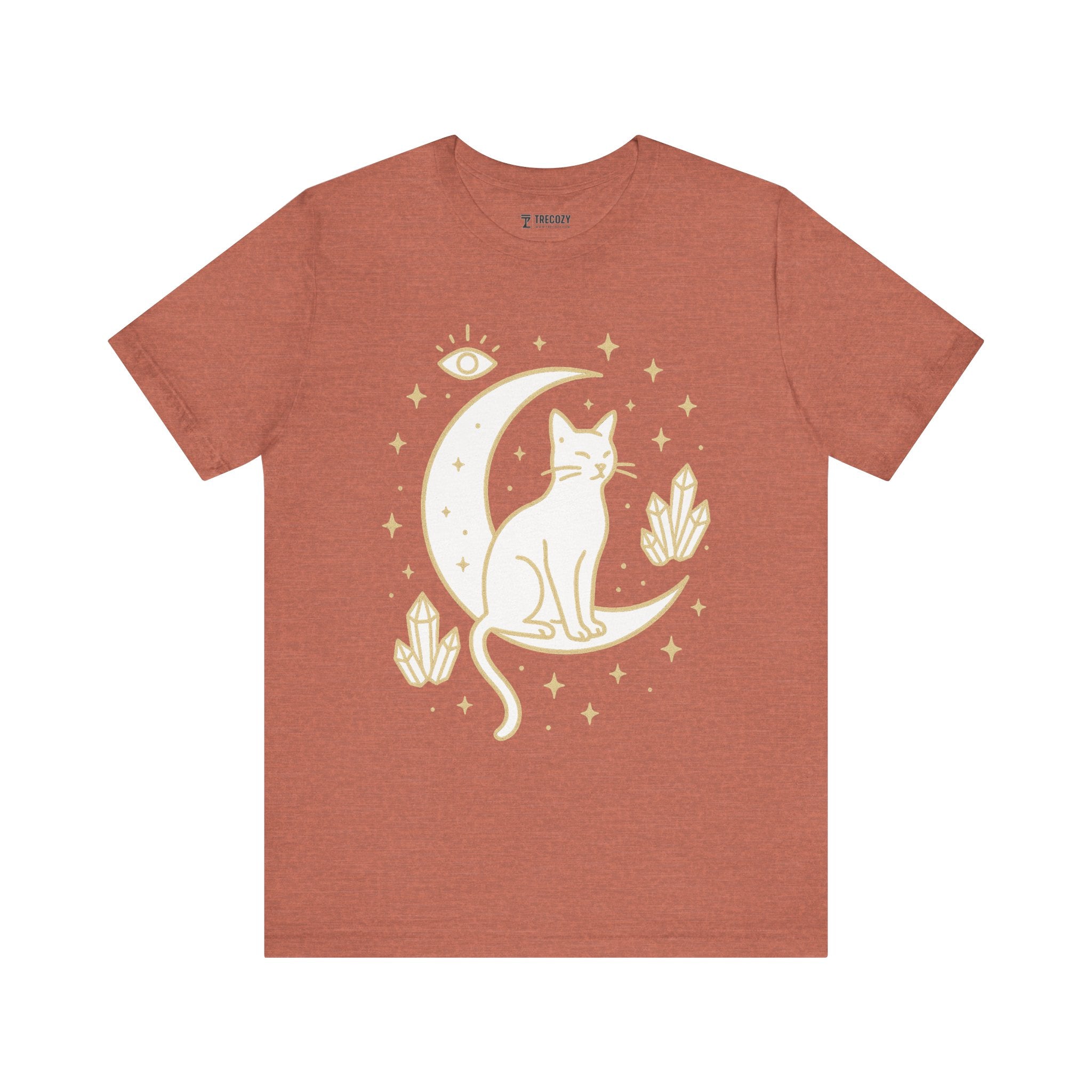 Cat with Crystals Tee, Cozy Cat Lover Shirt, Gift for Pet Owners, Trending Cute Animal Top, Cute Cat Tee