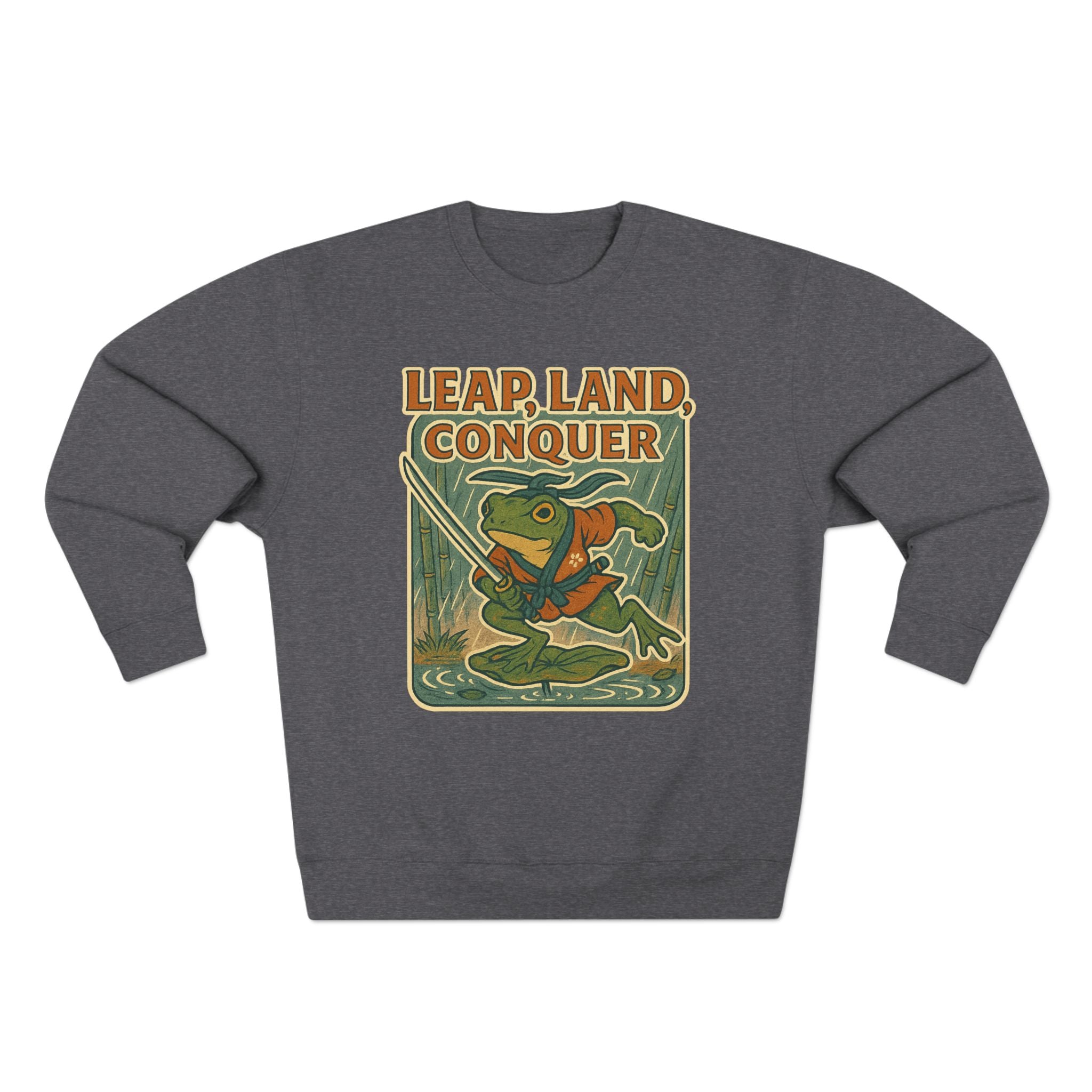 Ukiyo-e Whimsical Frog Adventure Sweatshirt | Leap Land Conquer Unisex Crewneck | Perfect for Nature Lovers, Gift for Friends, Cozy Casual Wear