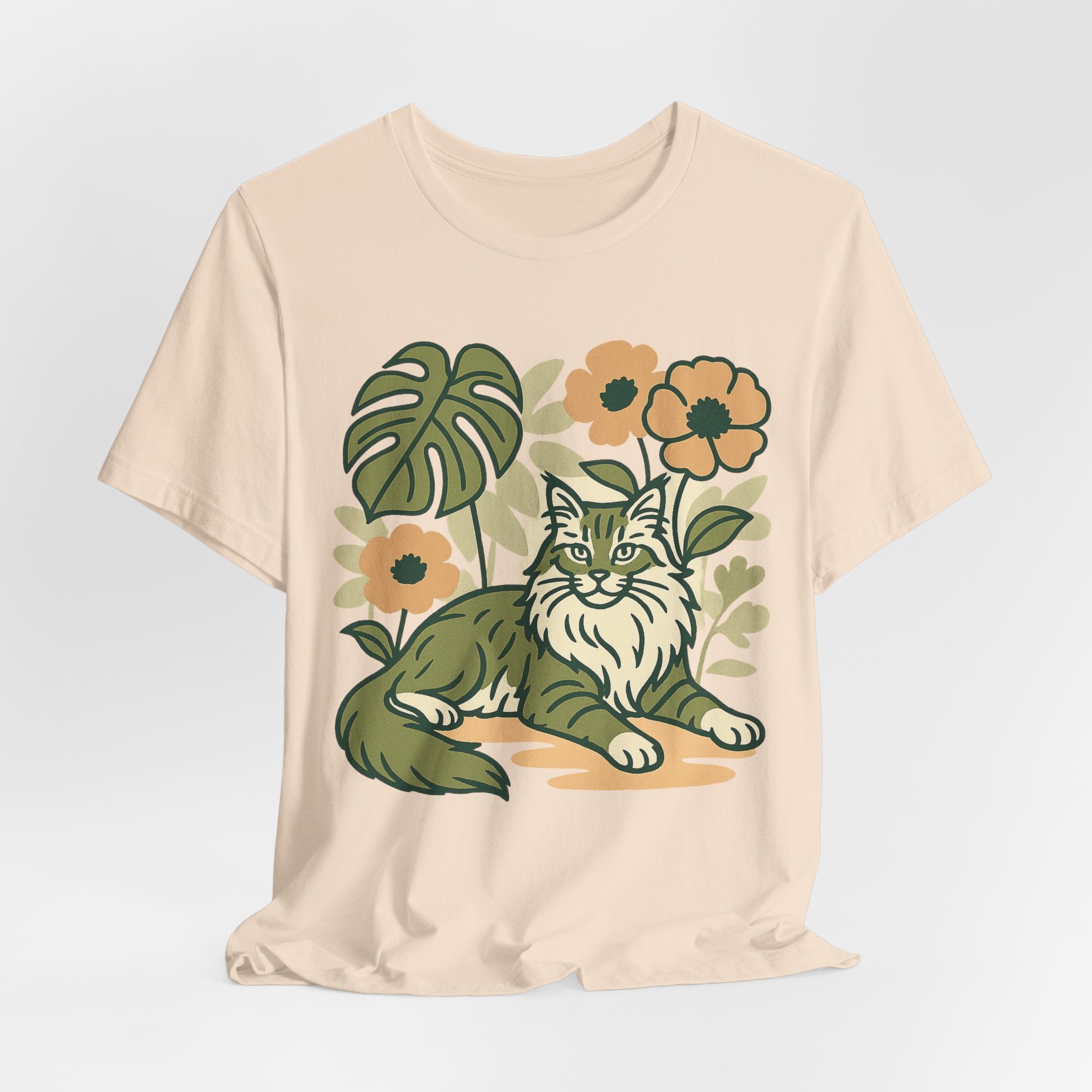 Cat with Plants Tee, Unisex Graphic Shirt, Pawsome Travel Shirt, Pet Lover Gift, Outdoor Adventure Apparel