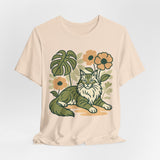 Cat with Plants Tee, Unisex Graphic Shirt, Pawsome Travel Shirt, Pet Lover Gift, Outdoor Adventure Apparel