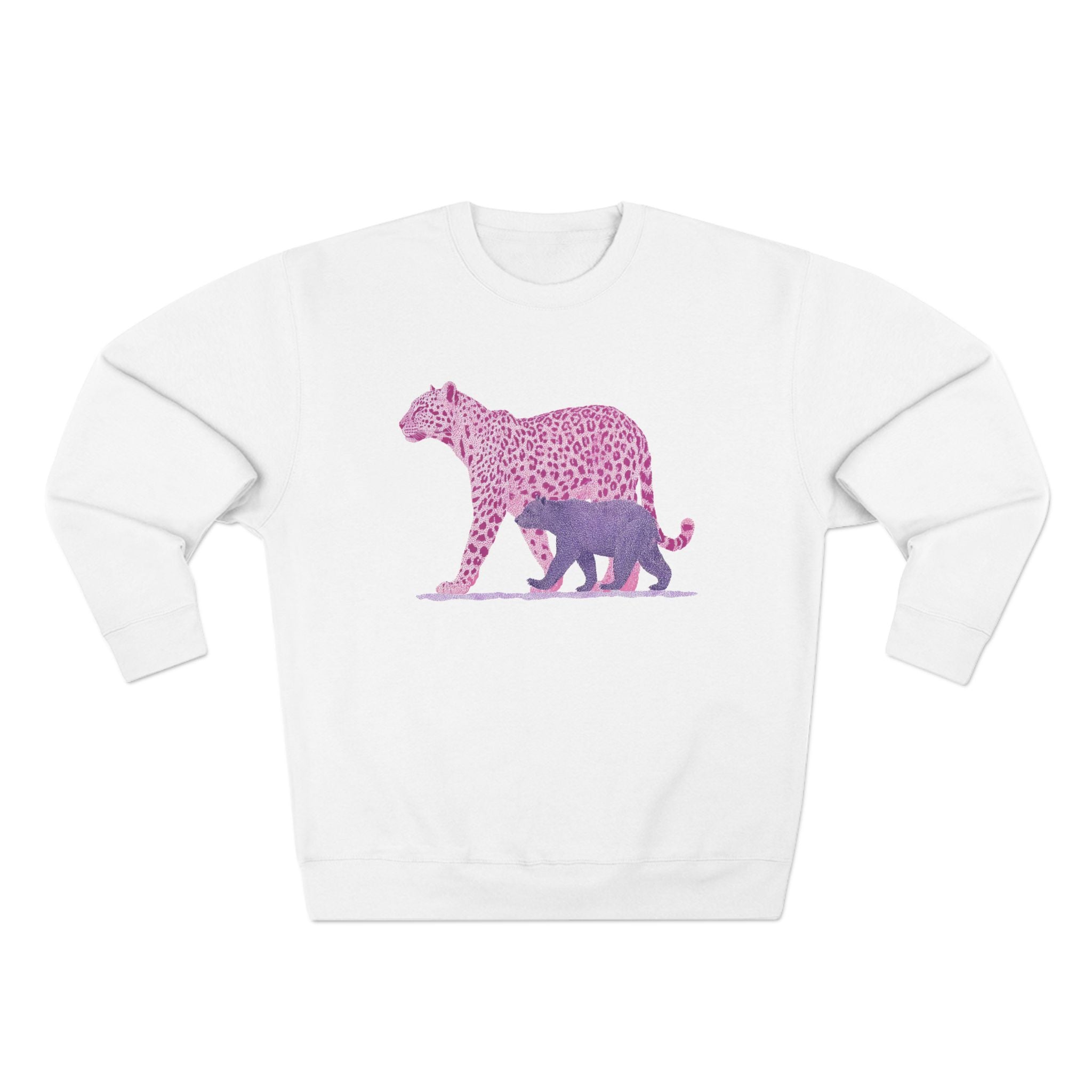 Pink Leopard Unisex Crewneck Sweatshirt, Animal Lover Gift, Eco-Friendly Apparel, Matching Sweatshirts