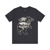 Bear & Fish – Nature T-Shirt, Artisan Wildlife Graphic Tee, Bear Graphic T-Shirt, Wildlife Lover Shirt