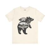 Bear & Fish – Nature T-Shirt, Artisan Wildlife Graphic Tee, Bear Graphic T-Shirt, Wildlife Lover Shirt