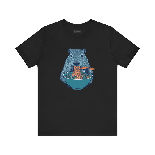Cute Capybara Ramen Shirt, Funny Animal Lover Tee, Cozy Gift for Foodie Fans, Trending Noodle Slurping Capybara Top, Kawaii Ramen Graphic Tee