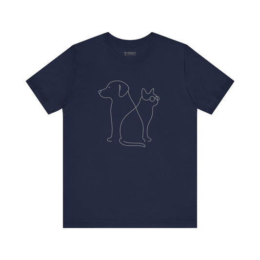 Cute Pet Outline Unisex Tee, Dog Lover Gift, Cat Mom Shirt, Animal Lover Apparel, Everyday Casual Wear, Animal Adoption Awareness