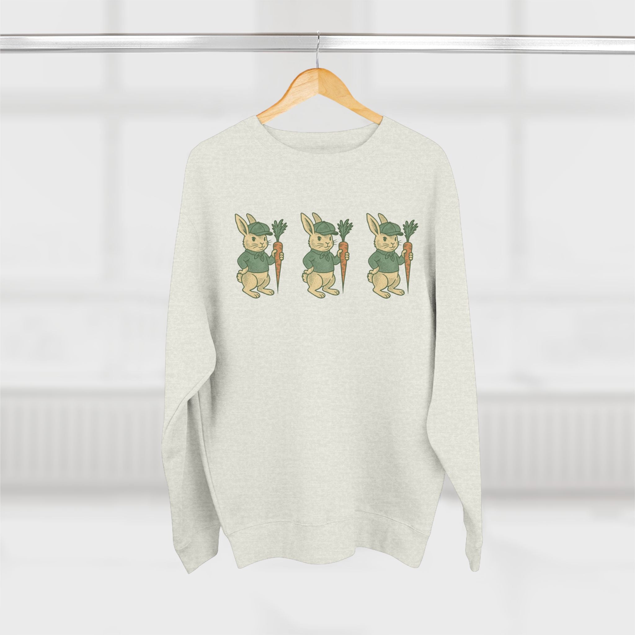 Playful Rabbit Sweatshirt - Cute Unisex Crewneck, Spring Apparel, Easter Gift, Cozy Wear, Animal Lover's Fashion