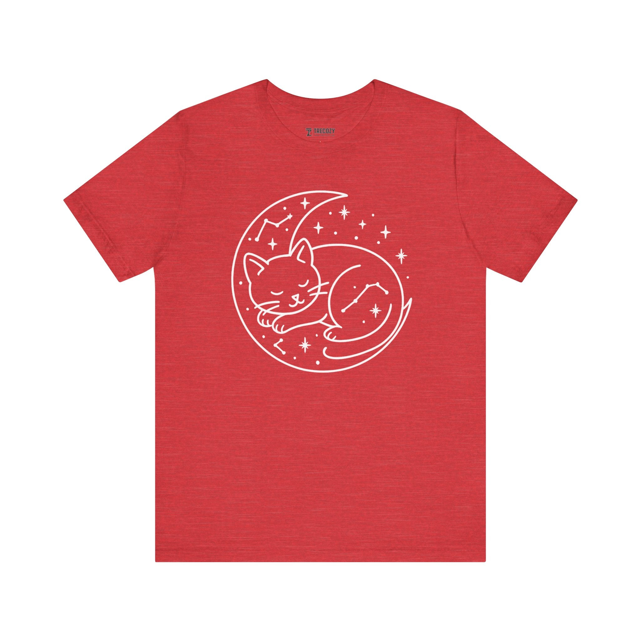 Cozy Cat Moon T-Shirt - Relaxed Tee for Cat Lovers, Perfect Gift for Birthdays, Holidays, or Casual Wear, Soft Cotton Top, Animal Lovers Tee