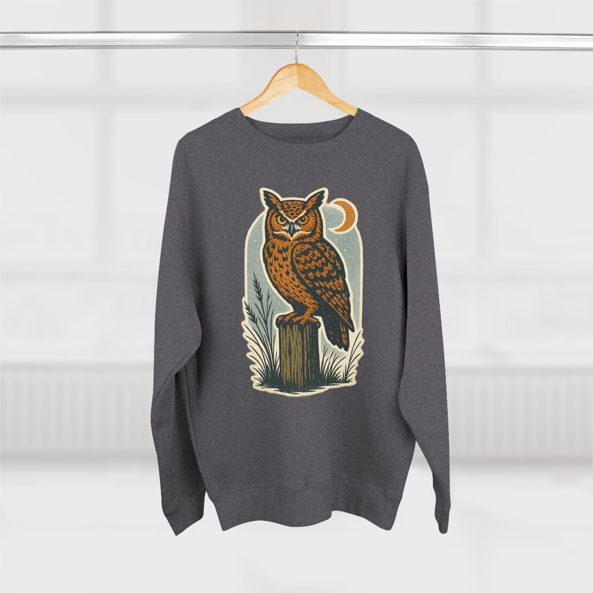 Vintage Owl Unisex Crewneck Sweatshirt - Cozy Fall Wear, Nature Lover Gift, Perfect for Halloween, Casual Comfy Style