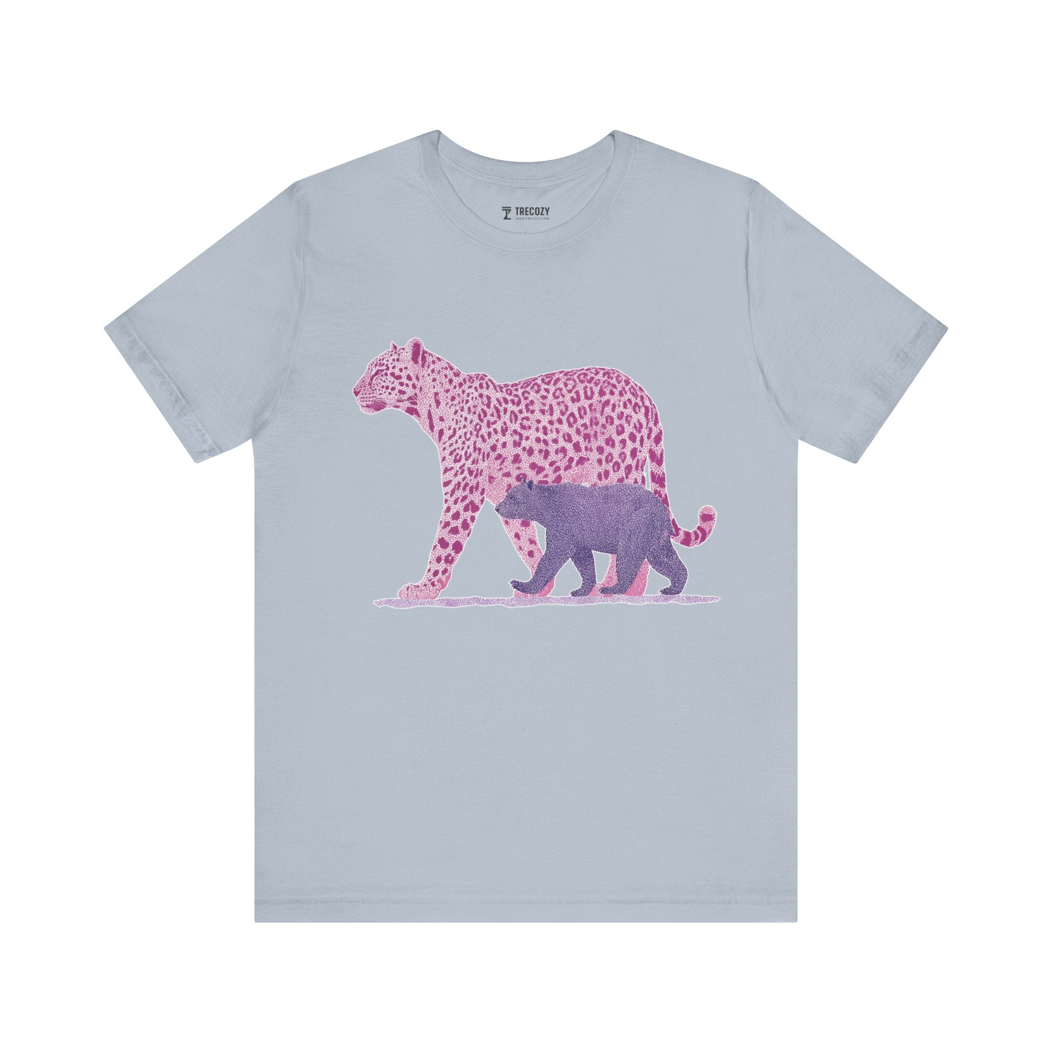 Leopard & Bear Duo – Artistic Wildlife T-Shirt, Bold Pink & Purple Animal Graphic Tee, Nature-Inspired Graphic Tee