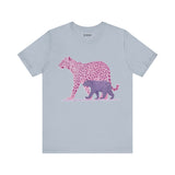 Leopard & Bear Duo – Artistic Wildlife T-Shirt, Bold Pink & Purple Animal Graphic Tee, Nature-Inspired Graphic Tee