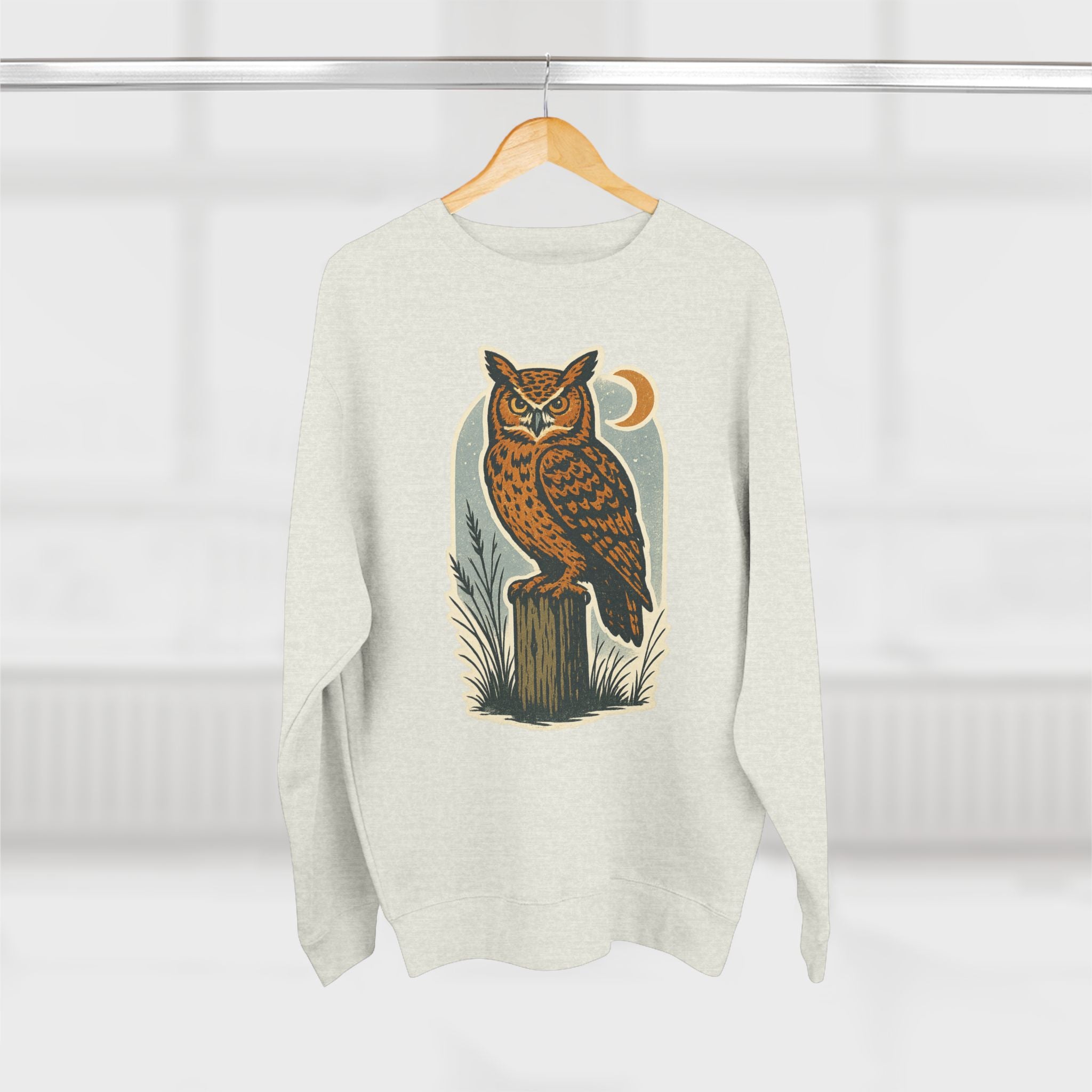 Vintage Owl Unisex Crewneck Sweatshirt - Cozy Fall Wear, Nature Lover Gift, Perfect for Halloween, Casual Comfy Style