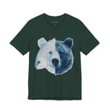 Bear & Fish Duality – Artistic Wildlife Fusion T-Shirt, Nature-Inspired Graphic Tee