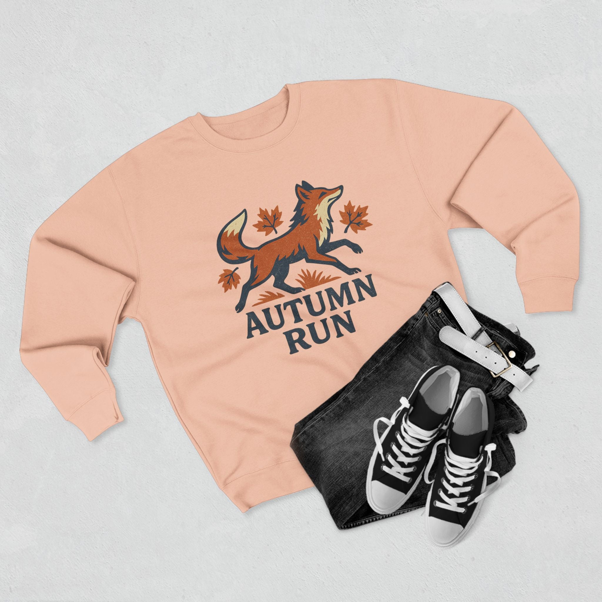 Autumn Run Fox Unisex Crewneck Sweatshirt | Cozy Fall Fashion, Gift for Nature Lovers, Perfect for Outdoors & Running, Seasonal Apparel