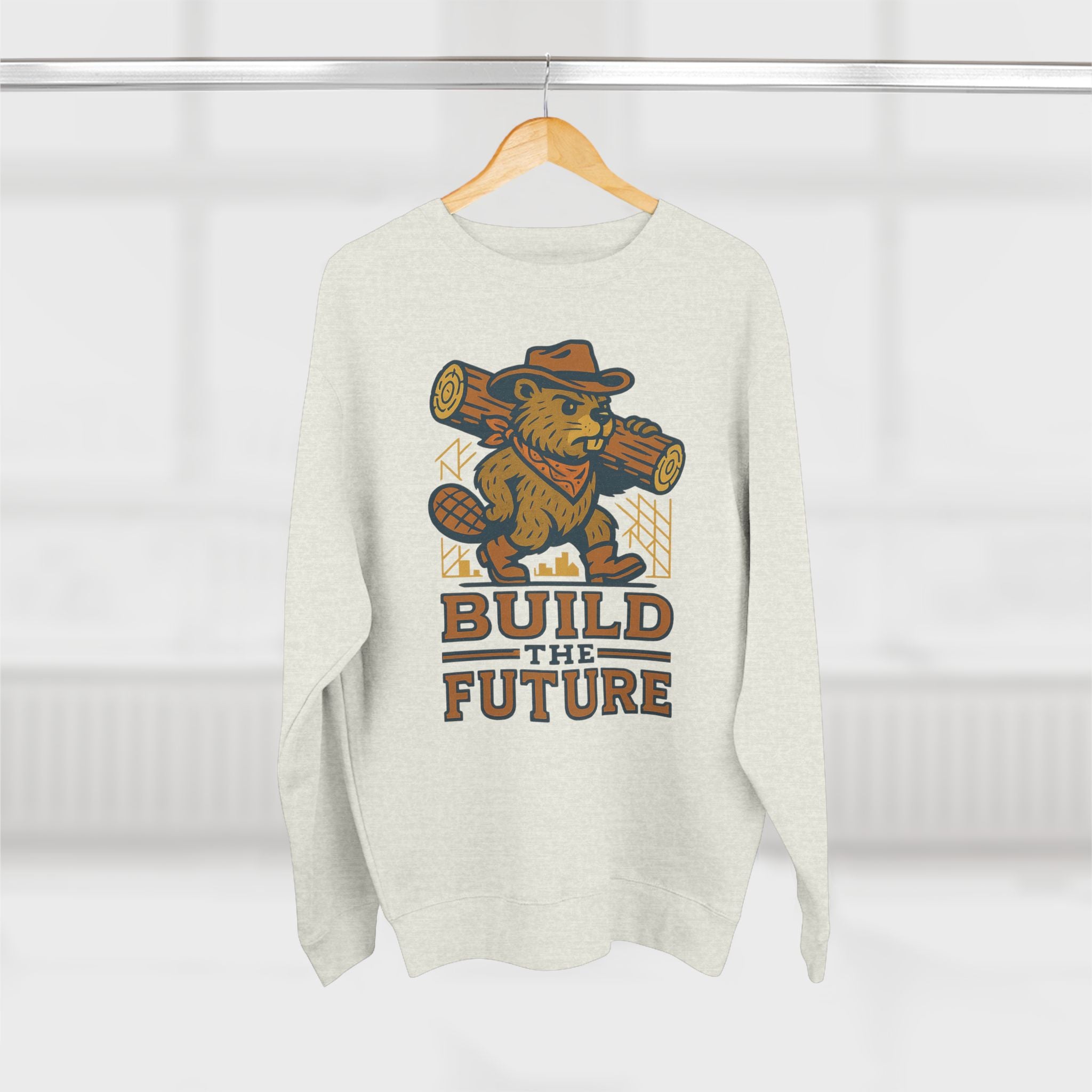 Cozy Unisex Beaver Crewneck Sweatshirt - Build the Future, Inspirational Gift for Dreamers, Casual Layer for Nature Lovers, Comfortable