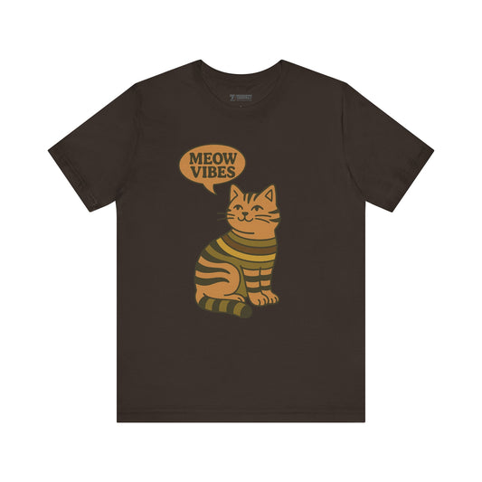 Meow Vibes Cat Tee, Cozy Cat Lover Shirt, Gift for Pet Owners, Trending Cute Animal Top, Nature Inspired Fashion