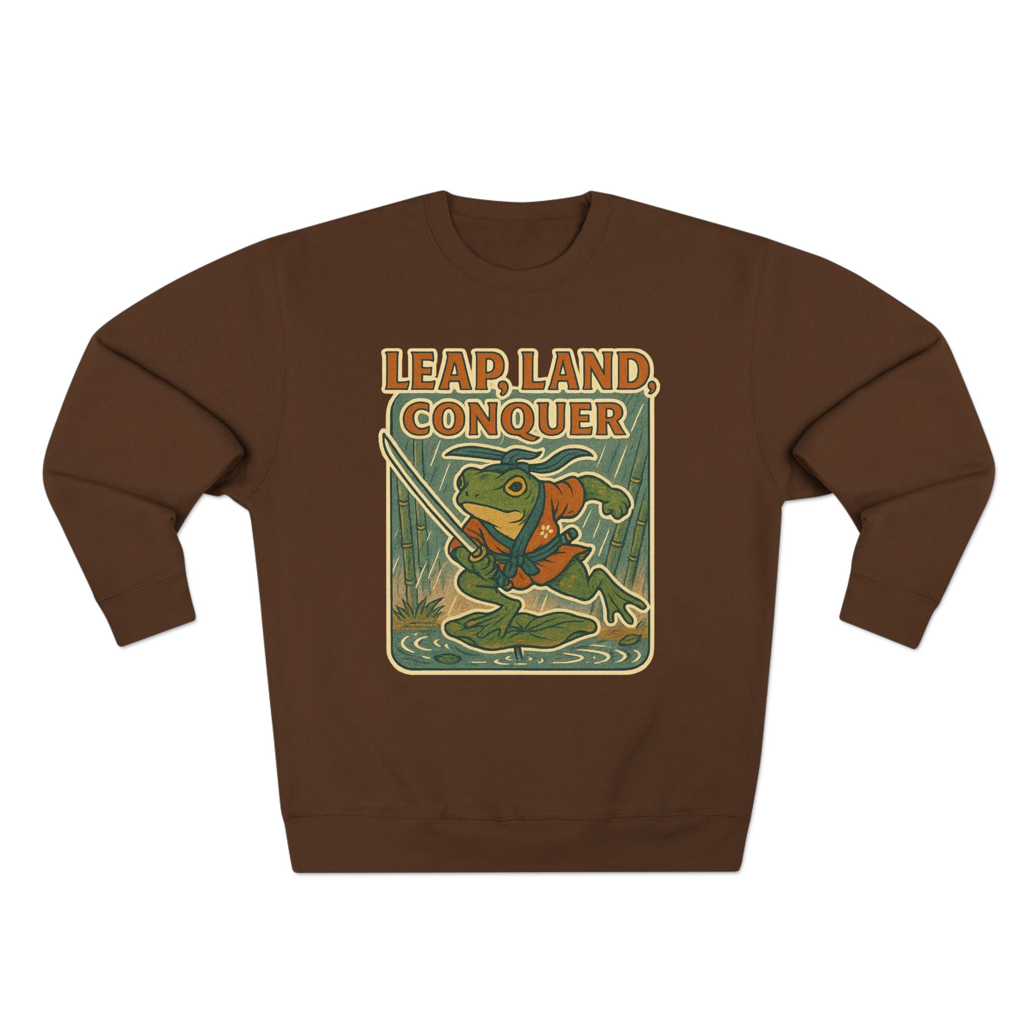 Ukiyo-e Whimsical Frog Adventure Sweatshirt | Leap Land Conquer Unisex Crewneck | Perfect for Nature Lovers, Gift for Friends, Cozy Casual Wear