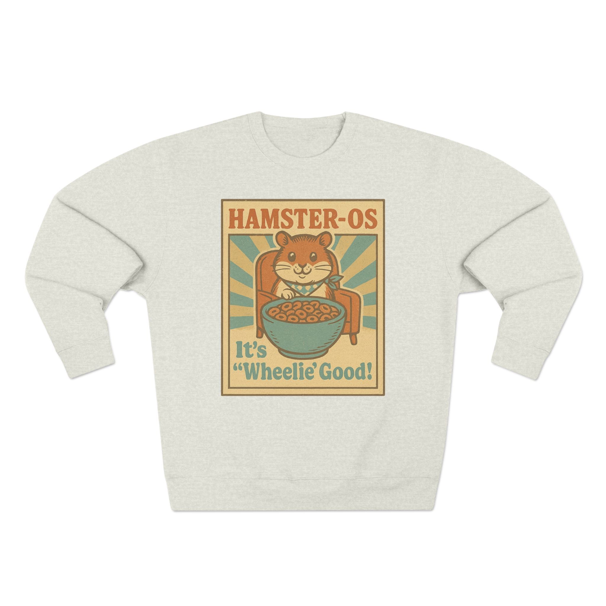 Cute Vintage Hamster Cereal Sweatshirt, Whimsical Crewneck, Unisex Gift, Cute Fall Fashion, Fun Graphic Pullover, Perfect for Animal Lovers