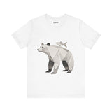 Geometric Bear & Fish – Hand-Drawn Abstract Wildlife T-Shirt, Modern Nature Graphic Tee, Wildlife Graphic Tee