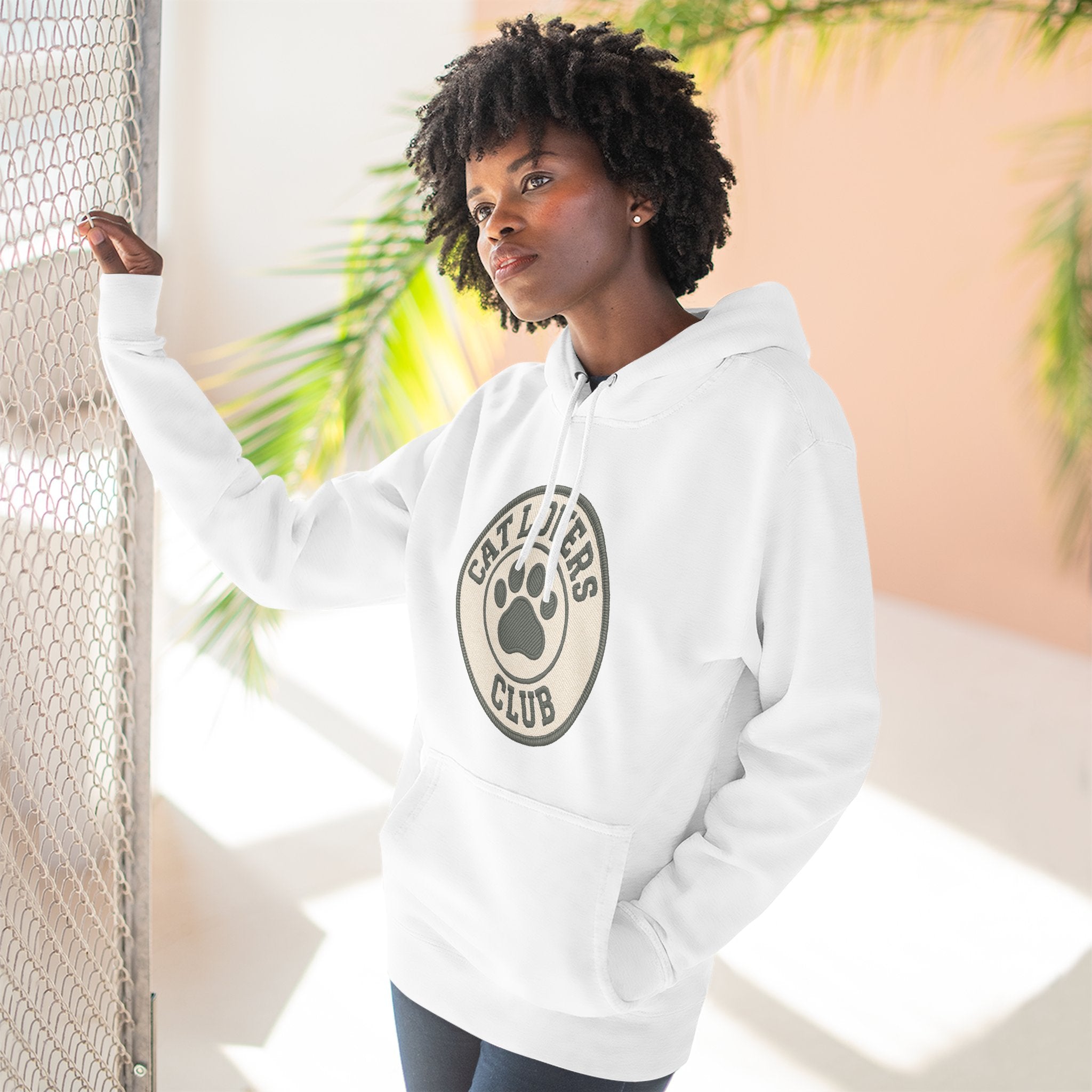 Cat Lovers Club Signature Fleece Hoodie with Back Print - Pet Parent Gift, Cozy Cat Hoodies, Animal Lover Wardrobe, Comfortable Hooded Sweatshirt Musthaves