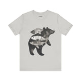 Bear & Fish – Nature T-Shirt, Artisan Wildlife Graphic Tee, Bear Graphic T-Shirt, Wildlife Lover Shirt