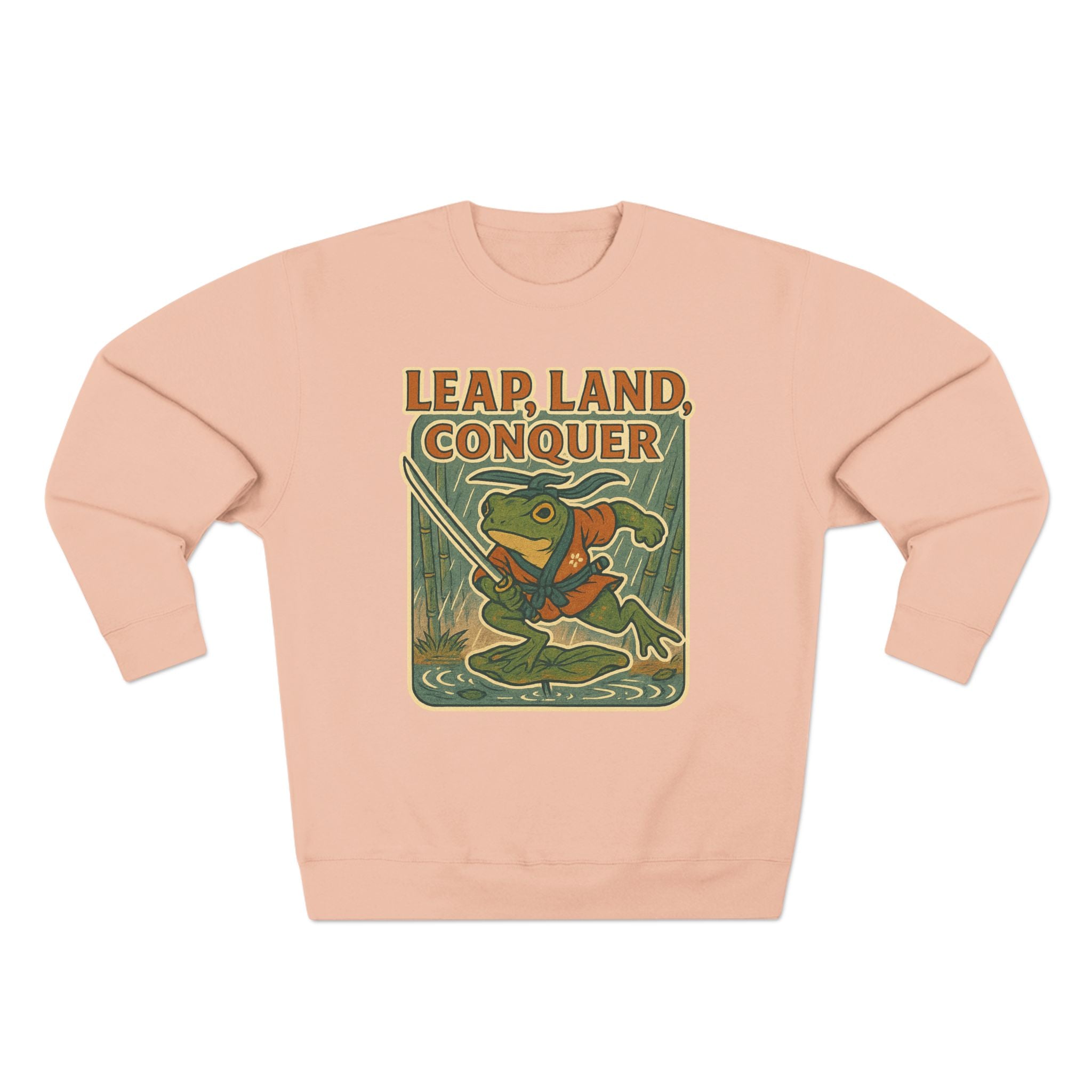Ukiyo-e Whimsical Frog Adventure Sweatshirt | Leap Land Conquer Unisex Crewneck | Perfect for Nature Lovers, Gift for Friends, Cozy Casual Wear