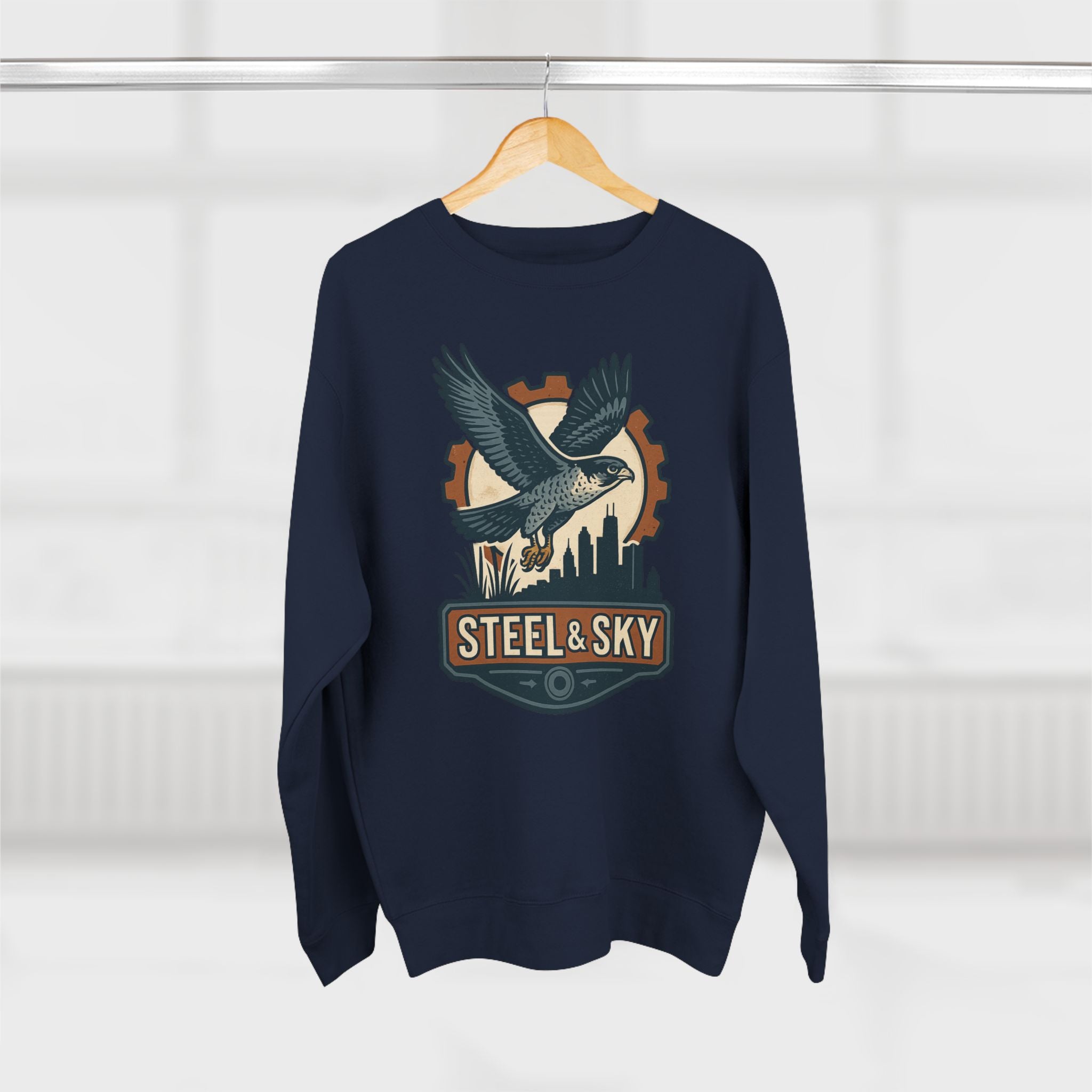 Steel And Sky Unisex Crewneck Sweatshirt - Cozy Fall Wear, Nature Lover Gift, Perfect for Halloween, Casual Comfy Style
