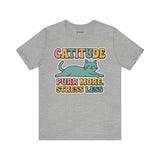 Catitude Purr More Stress Less Cat Tee, Cozy Cat Lover Shirt, Gift for Pet Owners, Trending Cute Animal Top, Cute Cat Tee