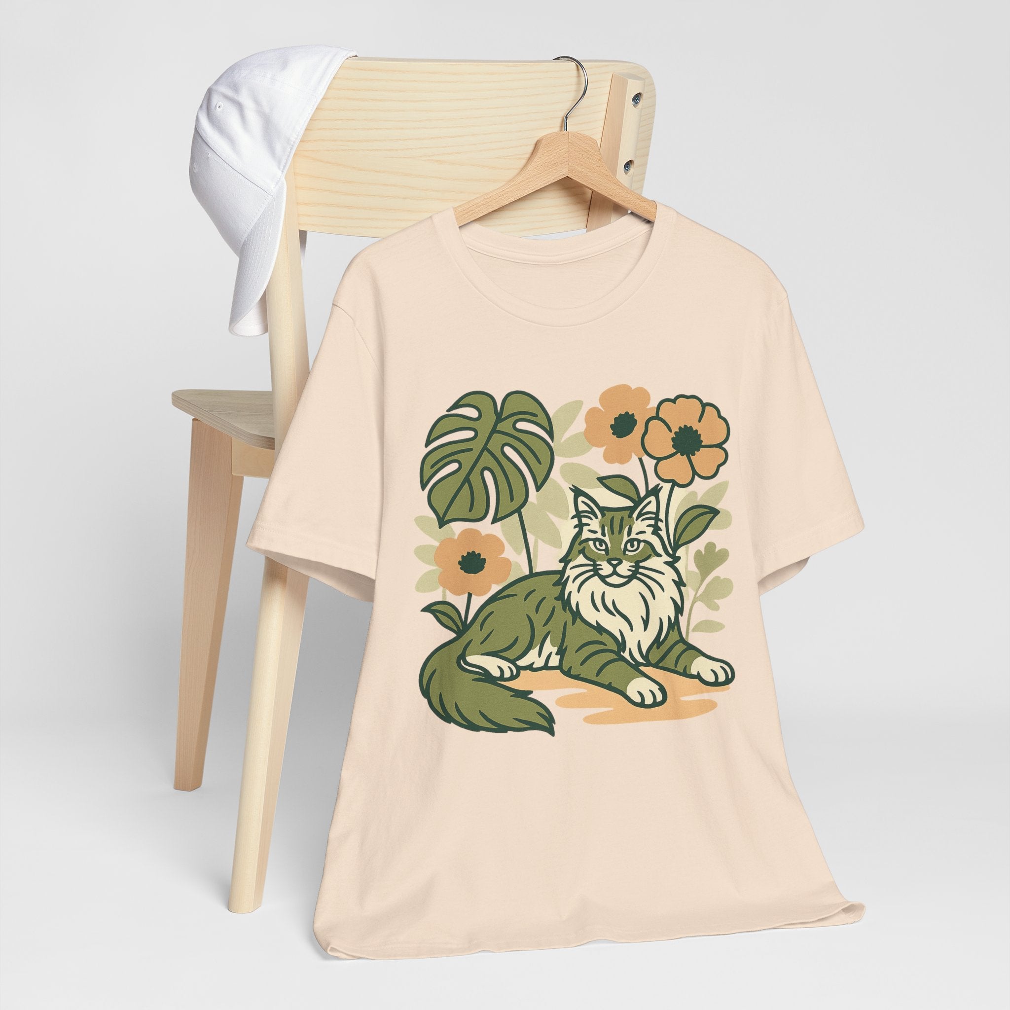 Cat with Plants Tee, Unisex Graphic Shirt, Pawsome Travel Shirt, Pet Lover Gift, Outdoor Adventure Apparel
