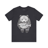 Bear with Fish Catch – Hand-Drawn Wildlife T-Shirt, Rustic Nature Graphic Tee, Artisan Wildlife Graphic Tee