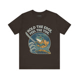 Hold the Edge, Feel the Tide – Japanese Ukiyo-e Samurai Frog T-Shirt, Warrior Wave Graphic Tee