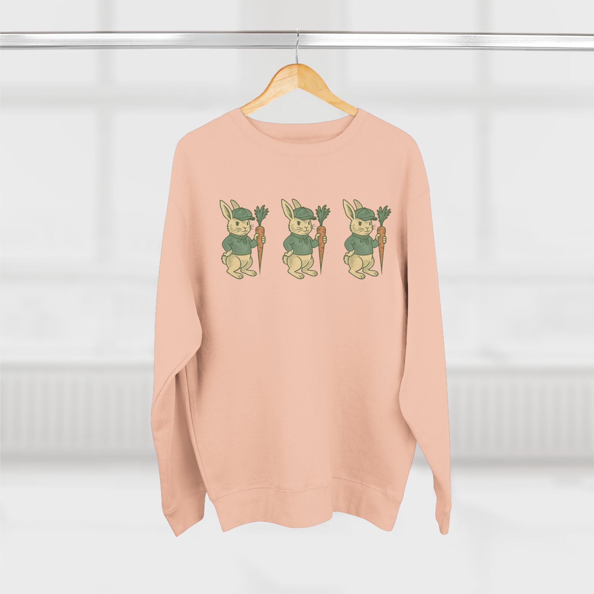 Playful Rabbit Sweatshirt - Cute Unisex Crewneck, Spring Apparel, Easter Gift, Cozy Wear, Animal Lover's Fashion