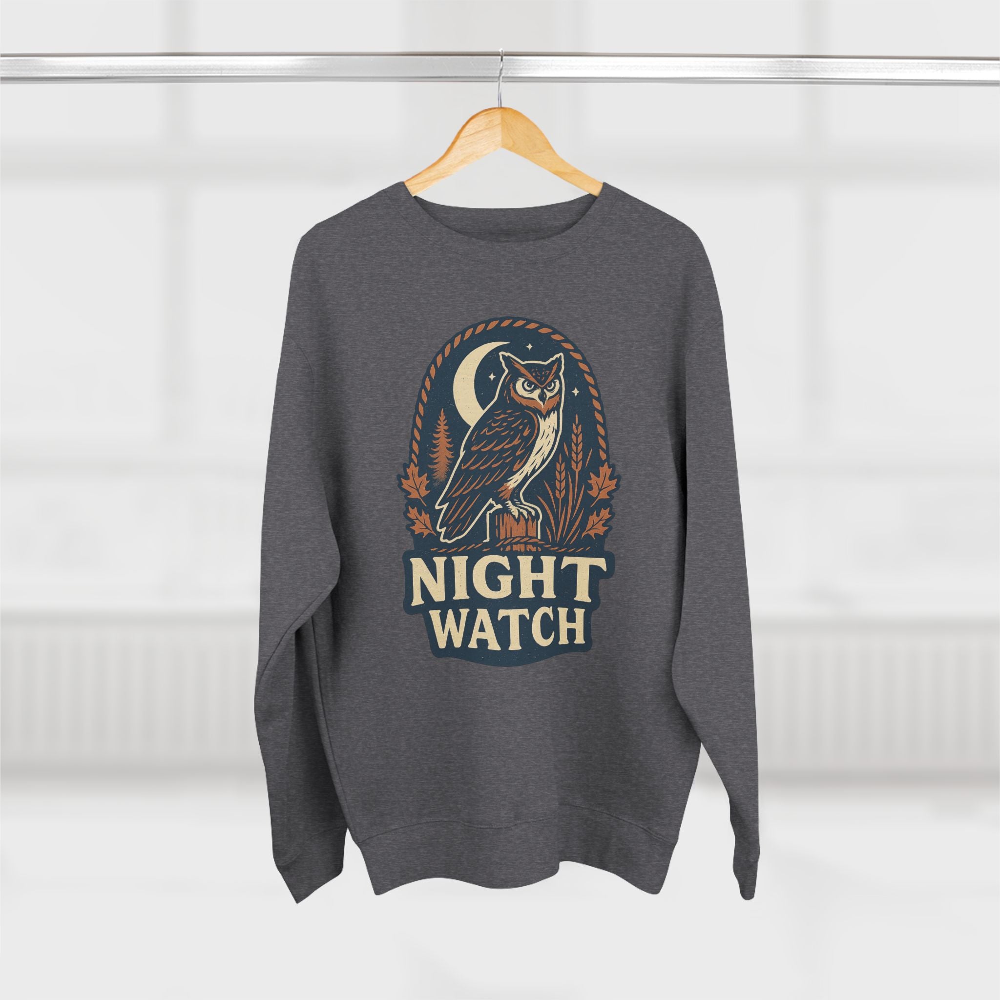 Night Watch Owl Sweatshirt - Unisex Cozy Crewneck, Fall Fashion, Halloween Gift, Nature Lover Apparel, Casual Style