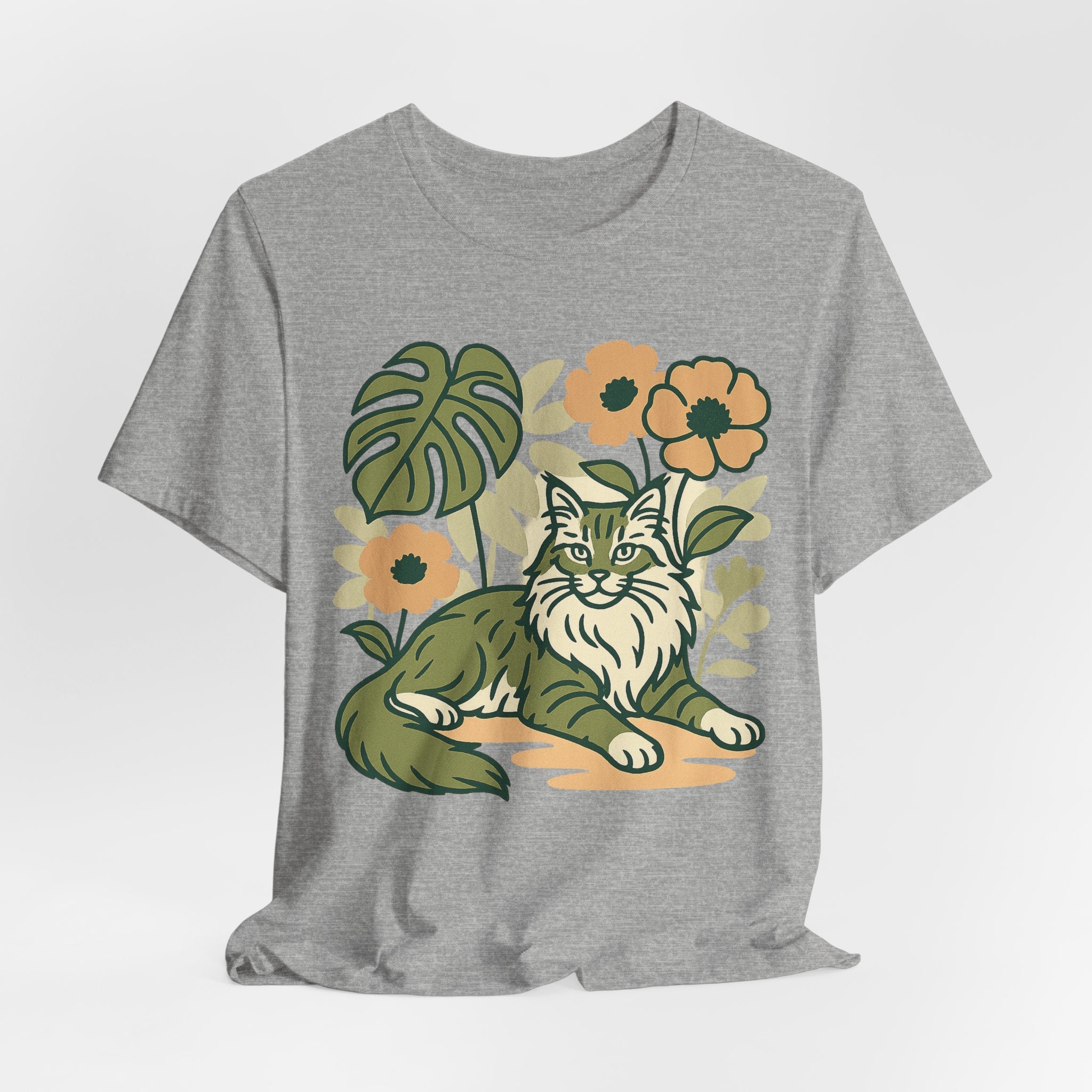 Cat with Plants Tee, Unisex Graphic Shirt, Pawsome Travel Shirt, Pet Lover Gift, Outdoor Adventure Apparel