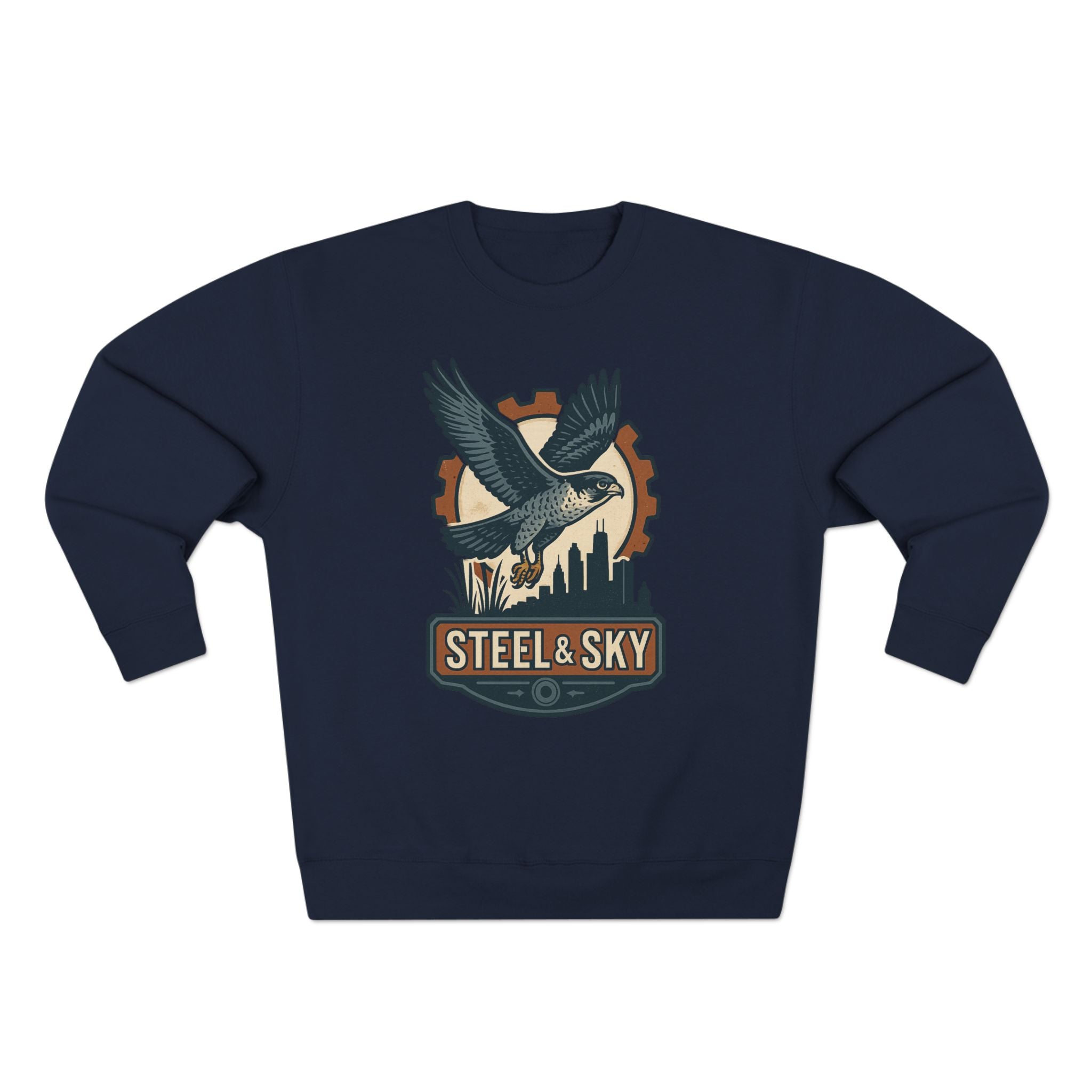 Steel And Sky Unisex Crewneck Sweatshirt - Cozy Fall Wear, Nature Lover Gift, Perfect for Halloween, Casual Comfy Style