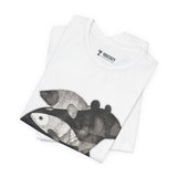 Bear & Fish – Nature T-Shirt, Artisan Wildlife Graphic Tee, Bear Graphic T-Shirt, Wildlife Lover Shirt